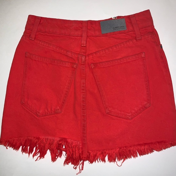 Carmar COLIN Red Double White Zipper Mini Skirt - Picture 7 of 8